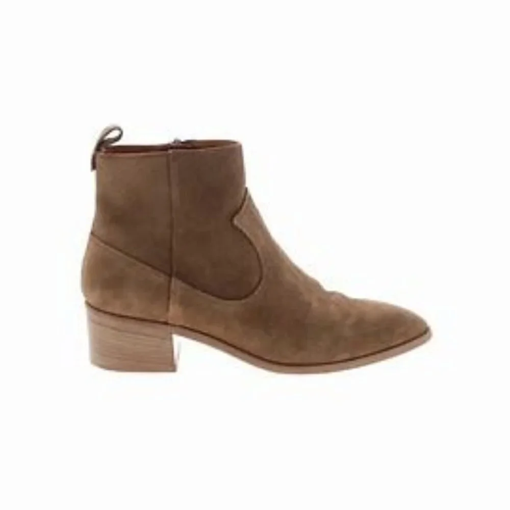 Veronica Beard Tanner Suede Leather Zip Ankle Boot Size 37.5 US 6.5